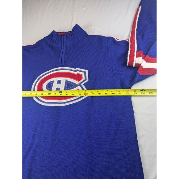 Montreal Canadiens Hoodie Official NHL Blue Size Large W/Large Logo Knit Sweater - Picture 10 of 11